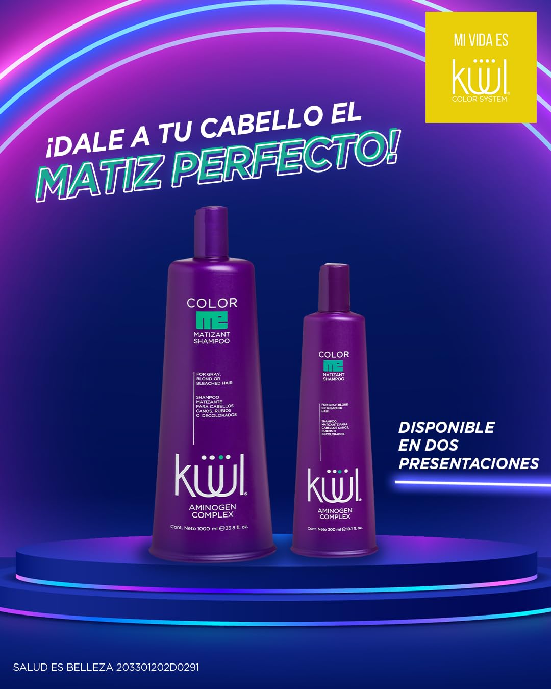 Kuul Matizante Shampoo, pigmentos púrpura, cuidado de cabellos canos decolorados.
