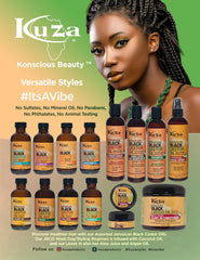 Aplicación de Kuza con aceite de ricino negro jamaicano para prevenir la sequedad del cuero cabelludo