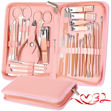 KV-YSHQLNE set manicura-pedicura 32 en 1 con estuche de viaje para uñas impecables