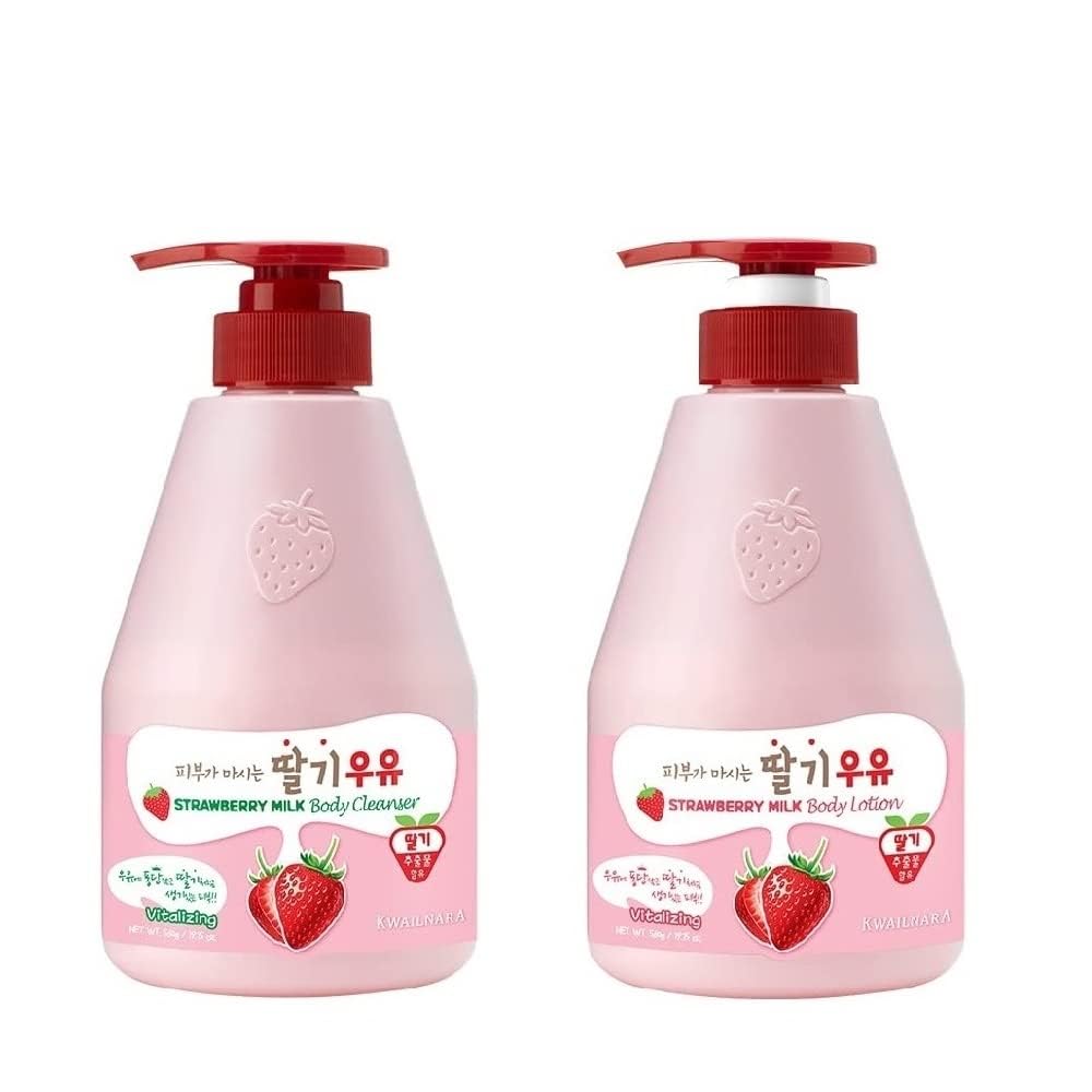 Kwailnara WELCOS strawberry milk body cleanser bottle for daily refreshing cleanse.