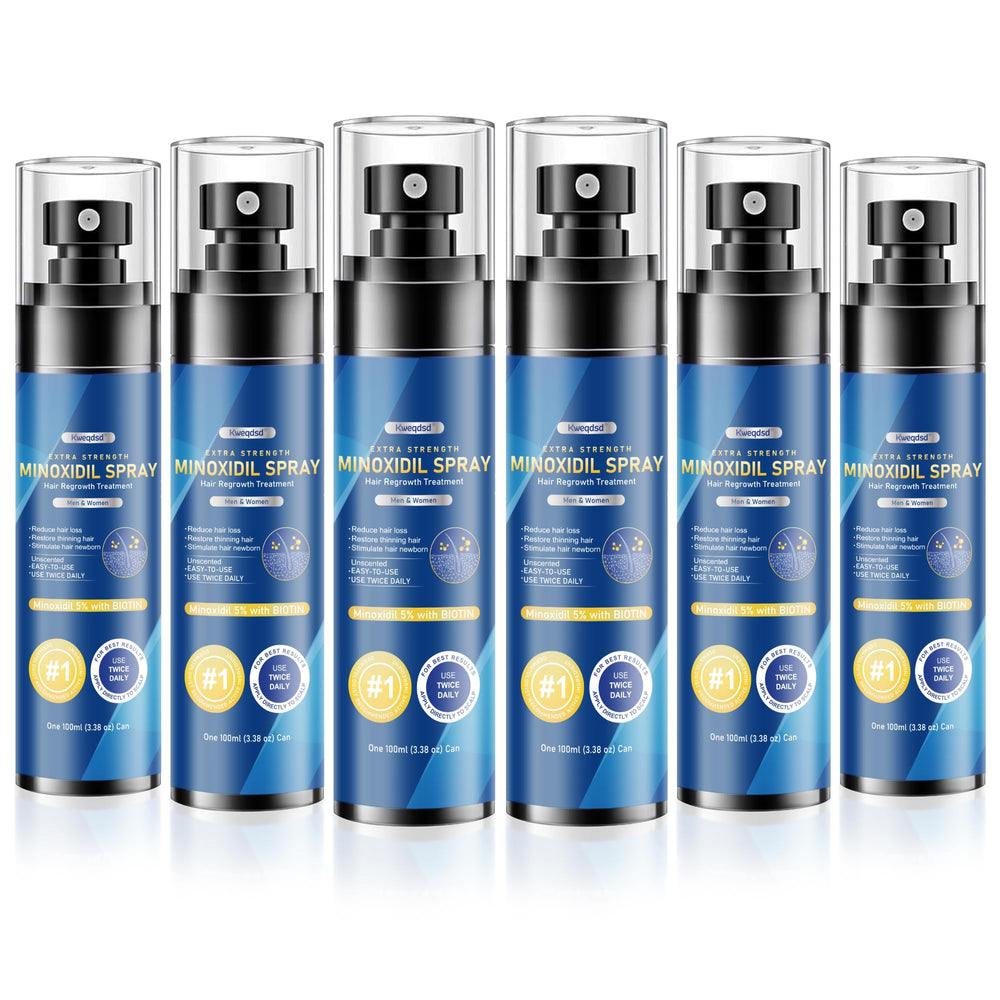 Kweqdsd spray minoxidil 5% para hombres en botella, pack 6, favorece el crecimiento capilar.