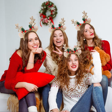 Kxepoc diadema ciervo con campanas navidad, toque festivo.