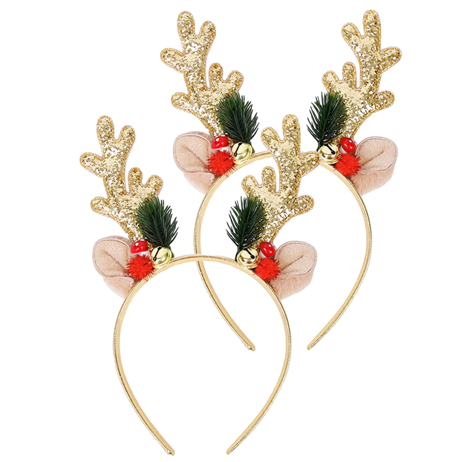 Kxepoc diadema ciervo oro con lentejuelas, ideal para looks festivos.