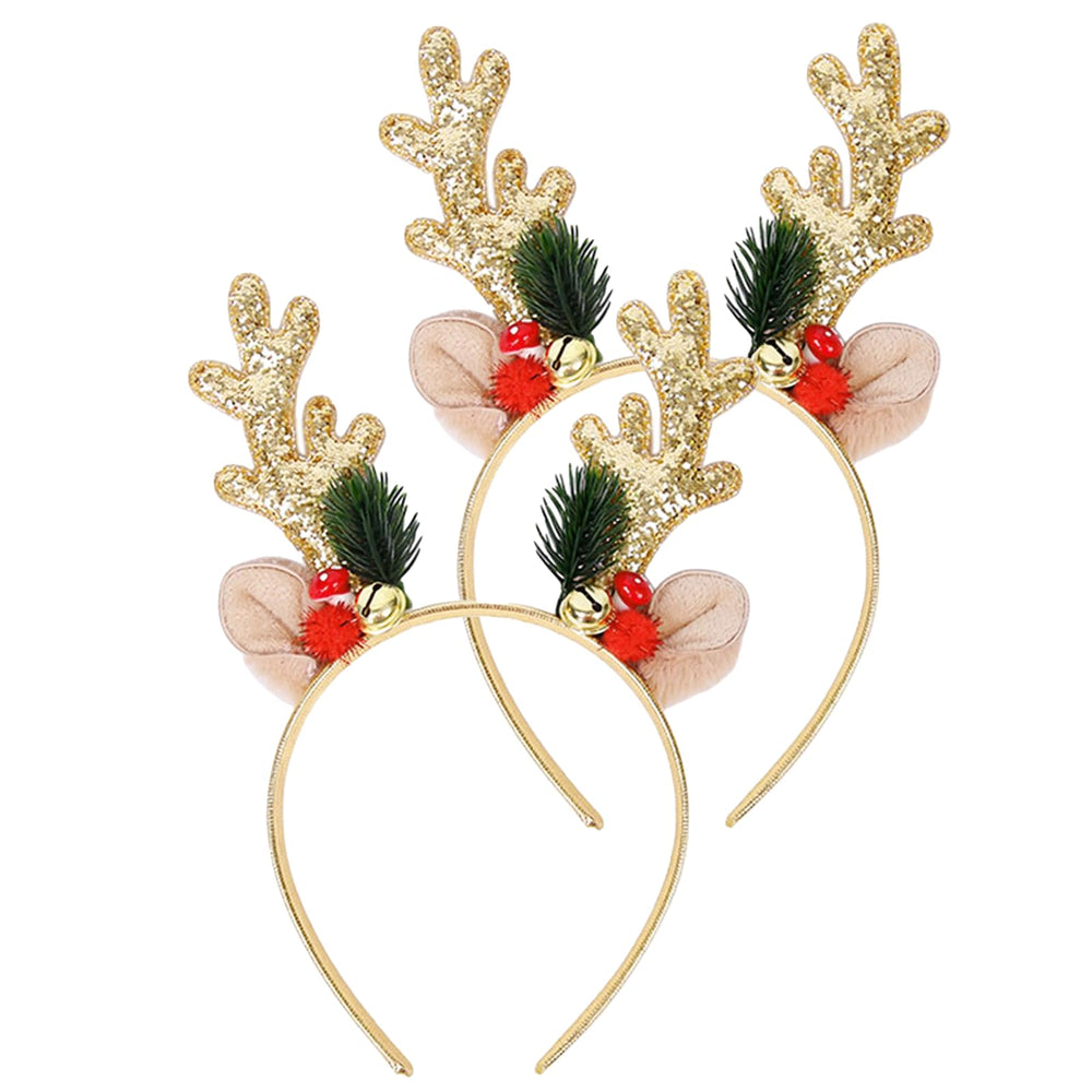 Kxepoc diadema ciervo oro con lentejuelas, ideal para looks festivos.