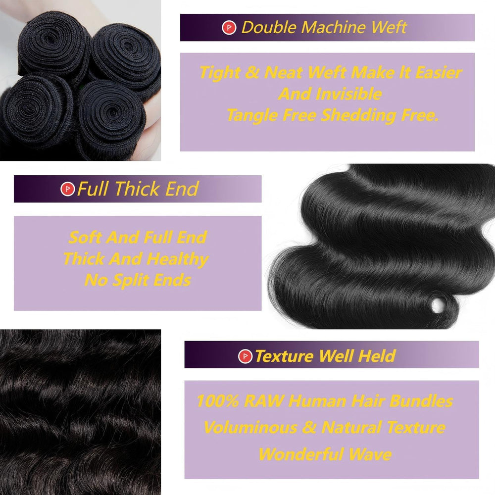 KXRO 4 paquetes de cabello ondulado, cosido doble para mayor densidad.