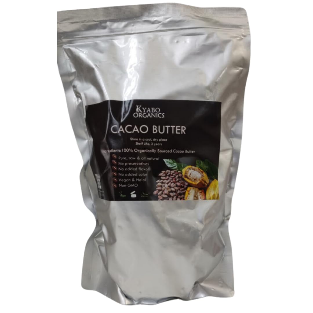 Kyabo manteca cacao puro organica 3lb, textura suave para piel sedosa.