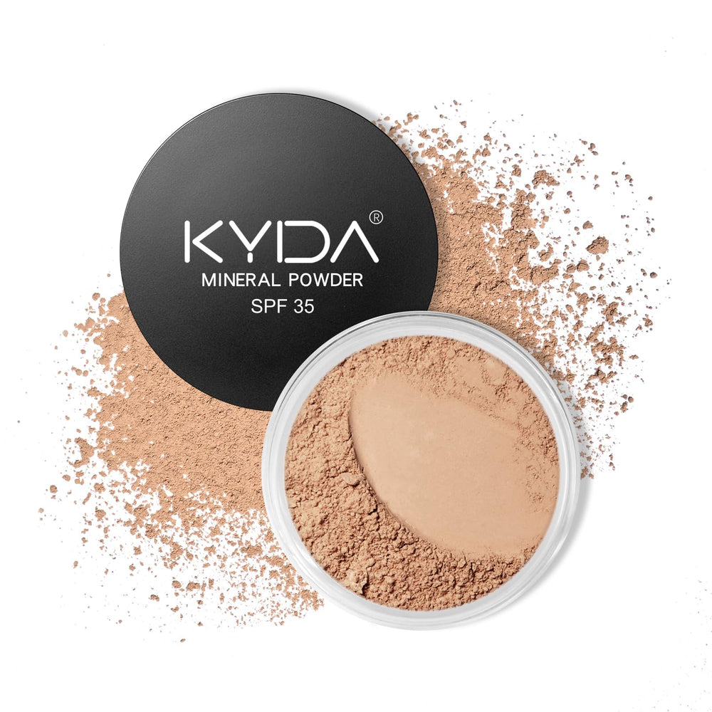 KYDA base polvo mineral, tapa-mezcla para cobertura natural y suave.