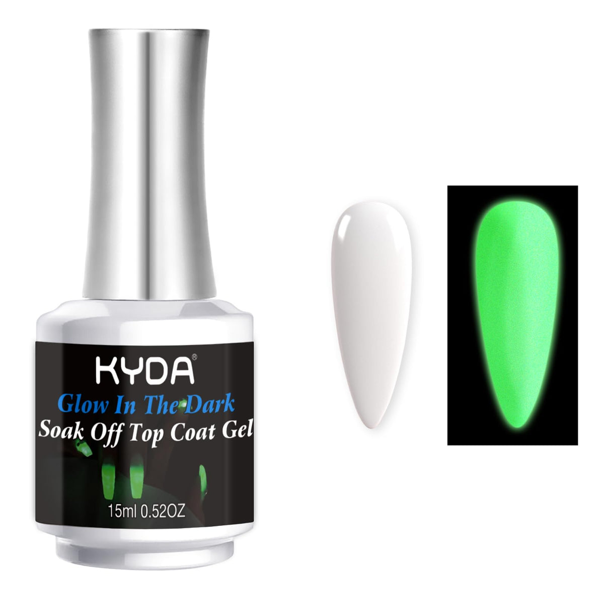 KYDA capa selladora luminosa en uñas, brillo visible durante el día