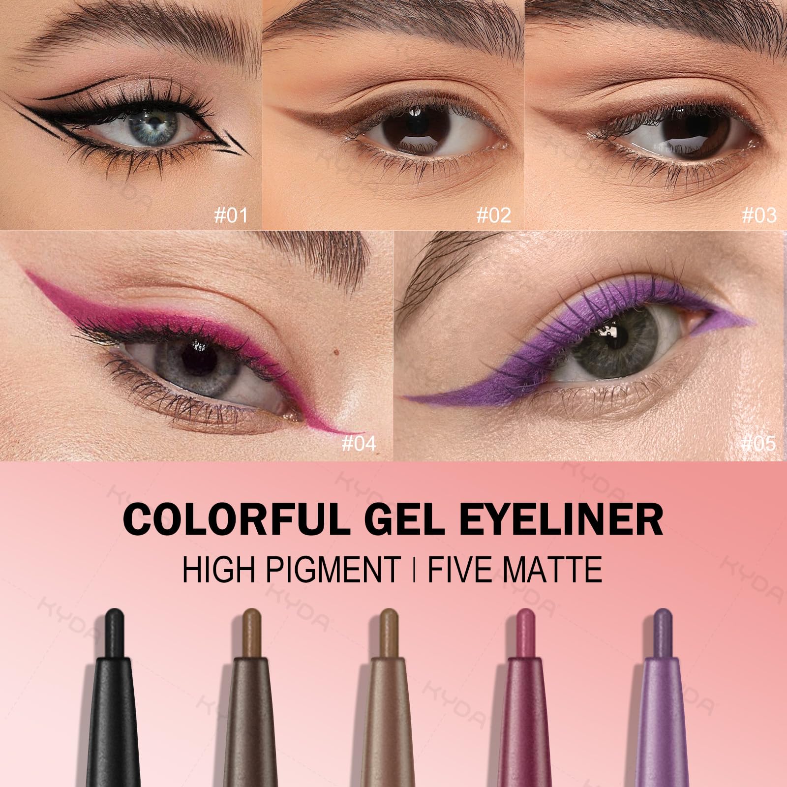 KYDA delineador gel marron claro punta 1.5mm para trazos finos y control