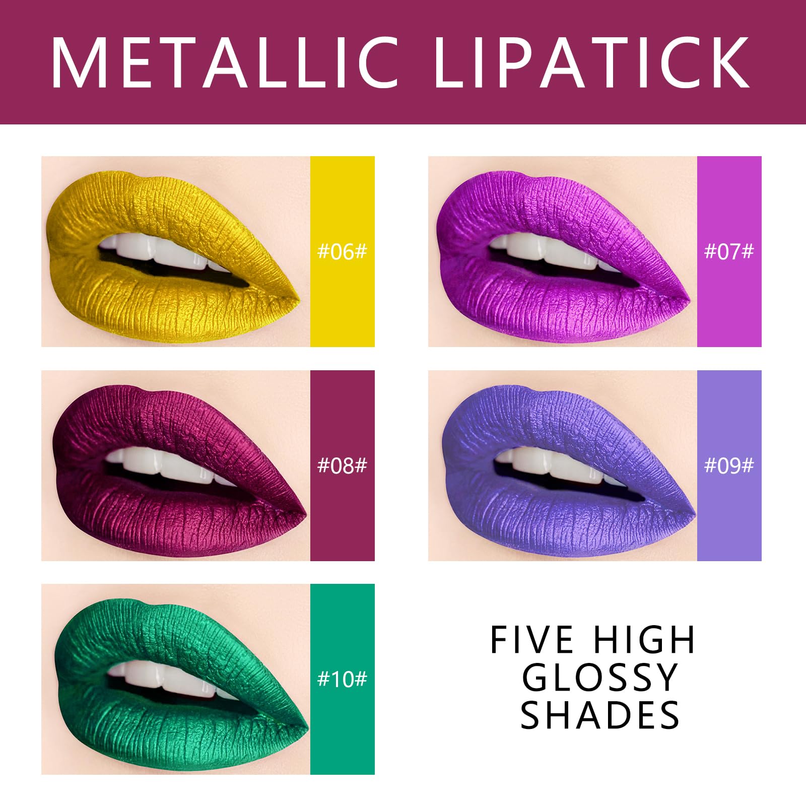 Labial KYDA con brillo metalizado para un toque luminoso.