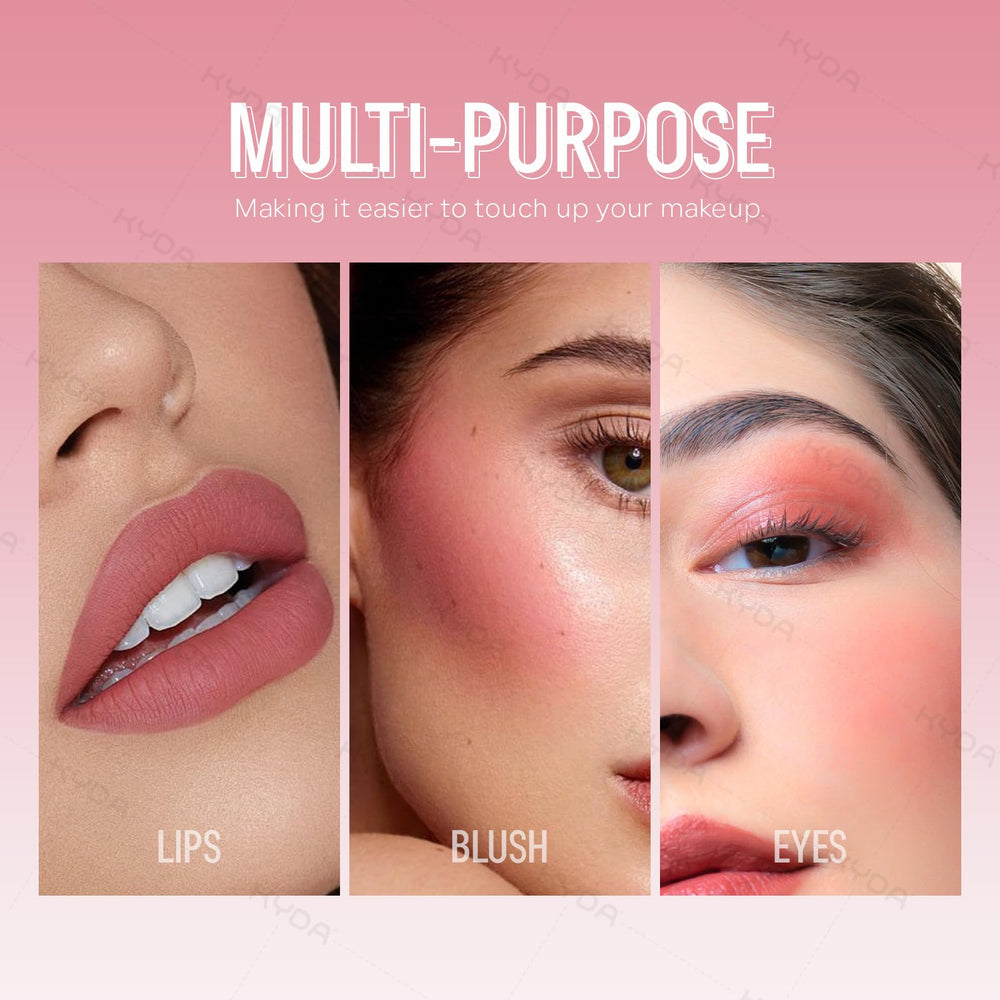 KYDA Rubor líquido uso-multitarea-ojos-labios: ideal para tono coordinado en mejillas, ojos y labios.