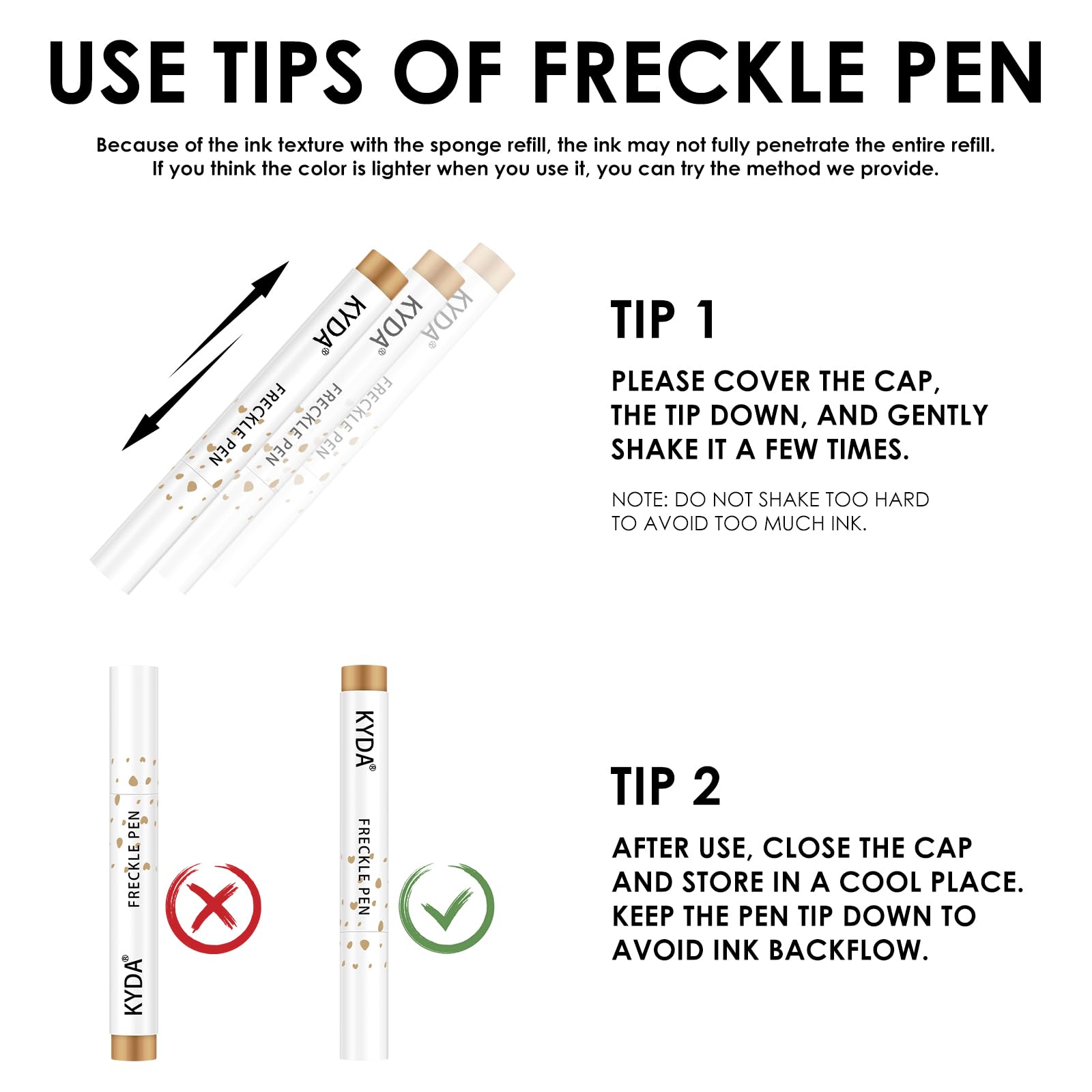 KYDA pen pecas: aplicación de puntos naturales para maquillaje sutil.