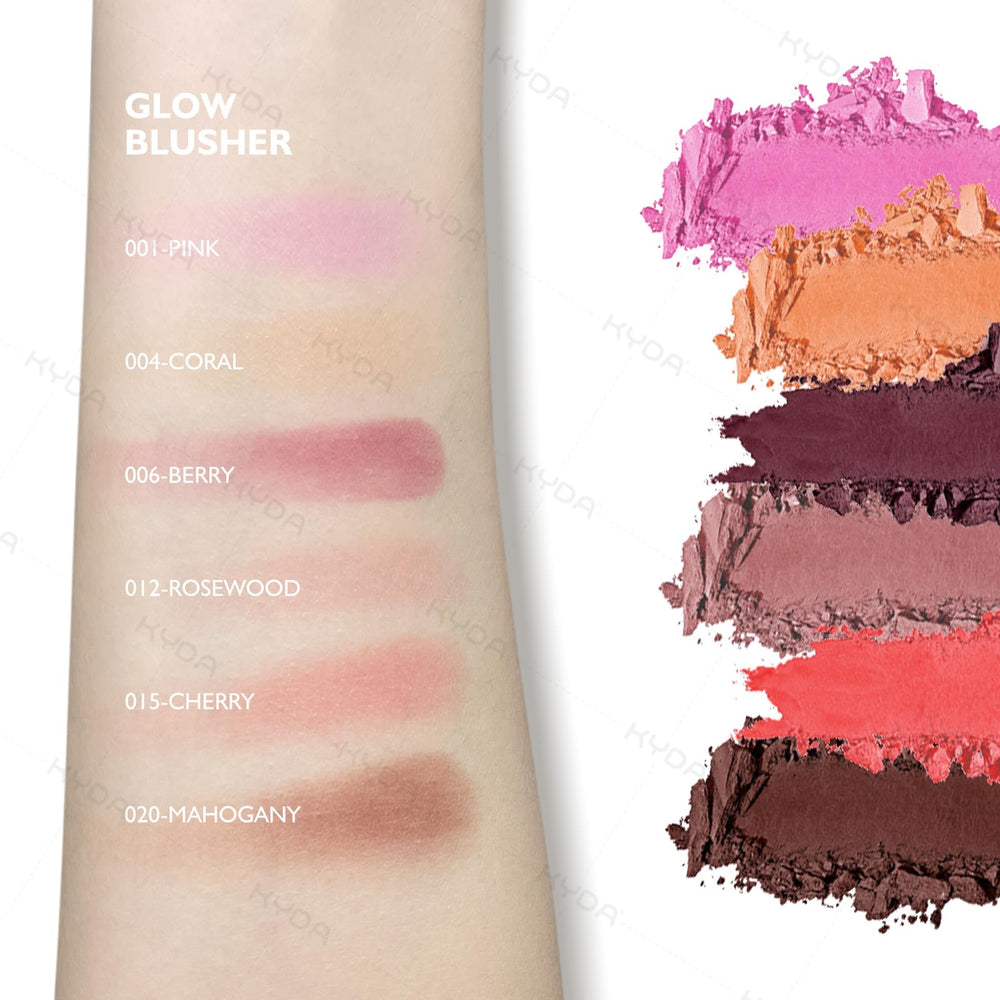 KYDA Pink Blush acabado mate natural en swatches para la piel.