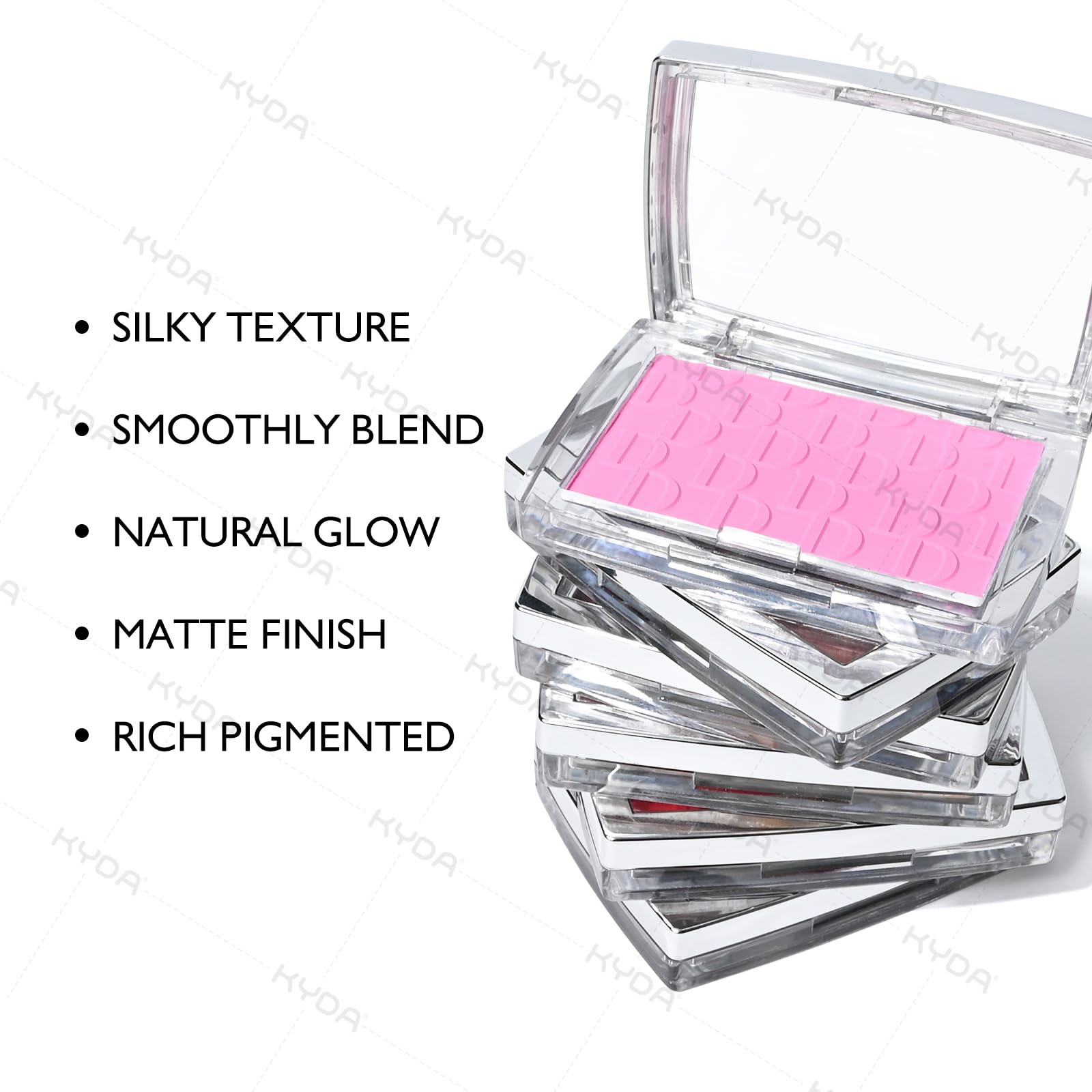 KYDA Pink Blush aplicación suave para un difuminado uniforme.
