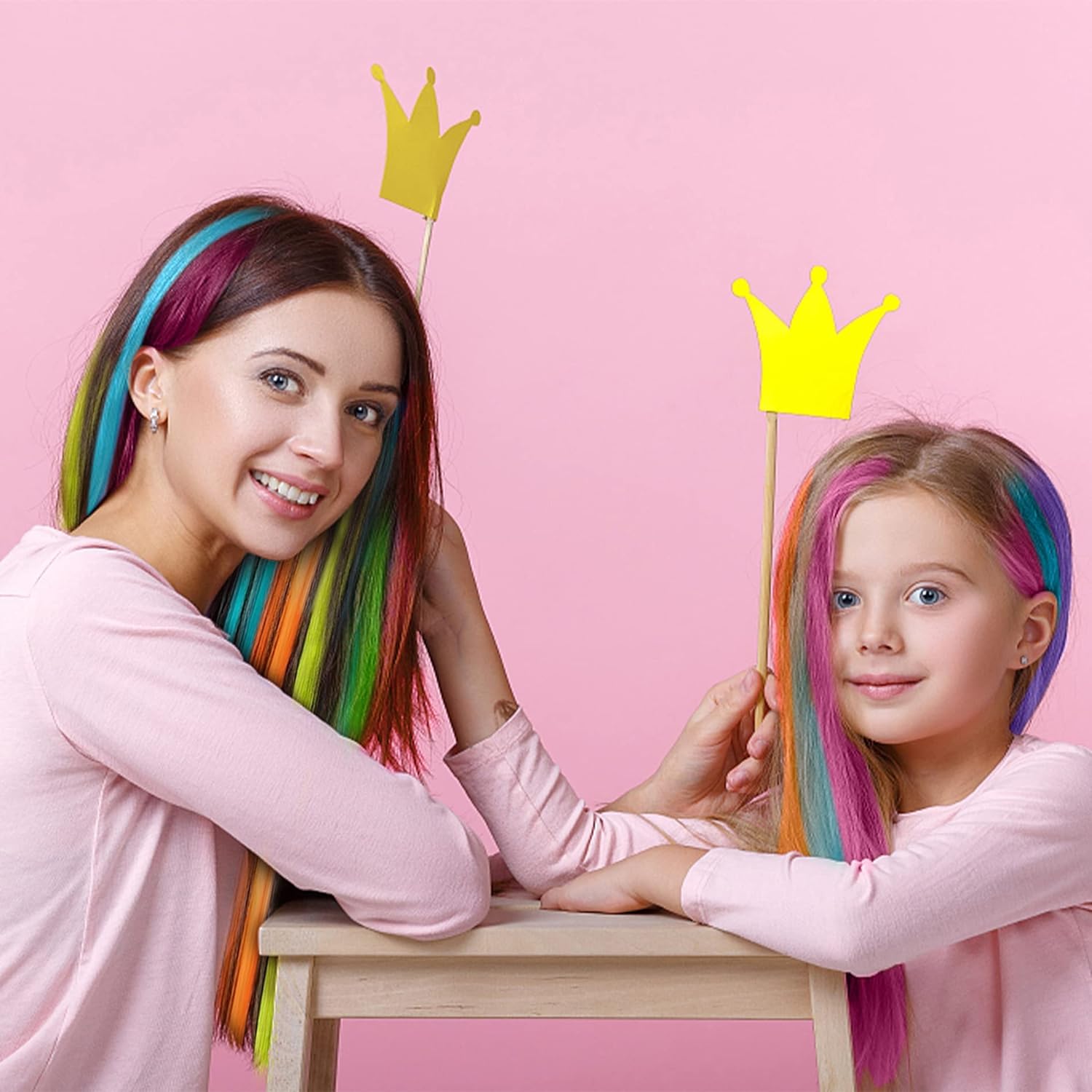 Peinado arcoíris con extensiones Kyerivs, 20 pulgadas para fiestas.