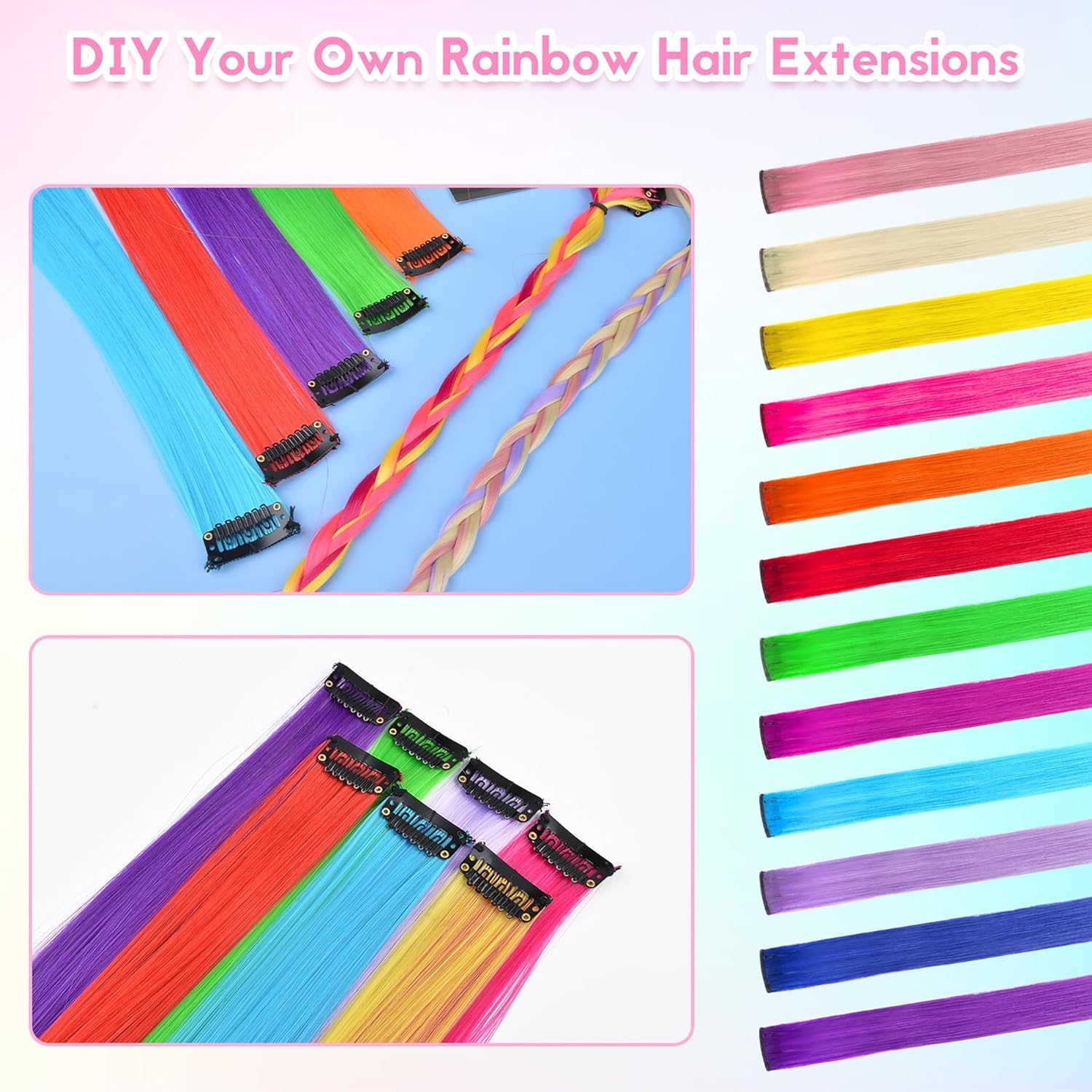 Extensiones arcoíris Kyerivs para looks versátiles en la escuela.