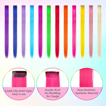 Kyerivs extensiones multicolor con pinzas para combinar colores.