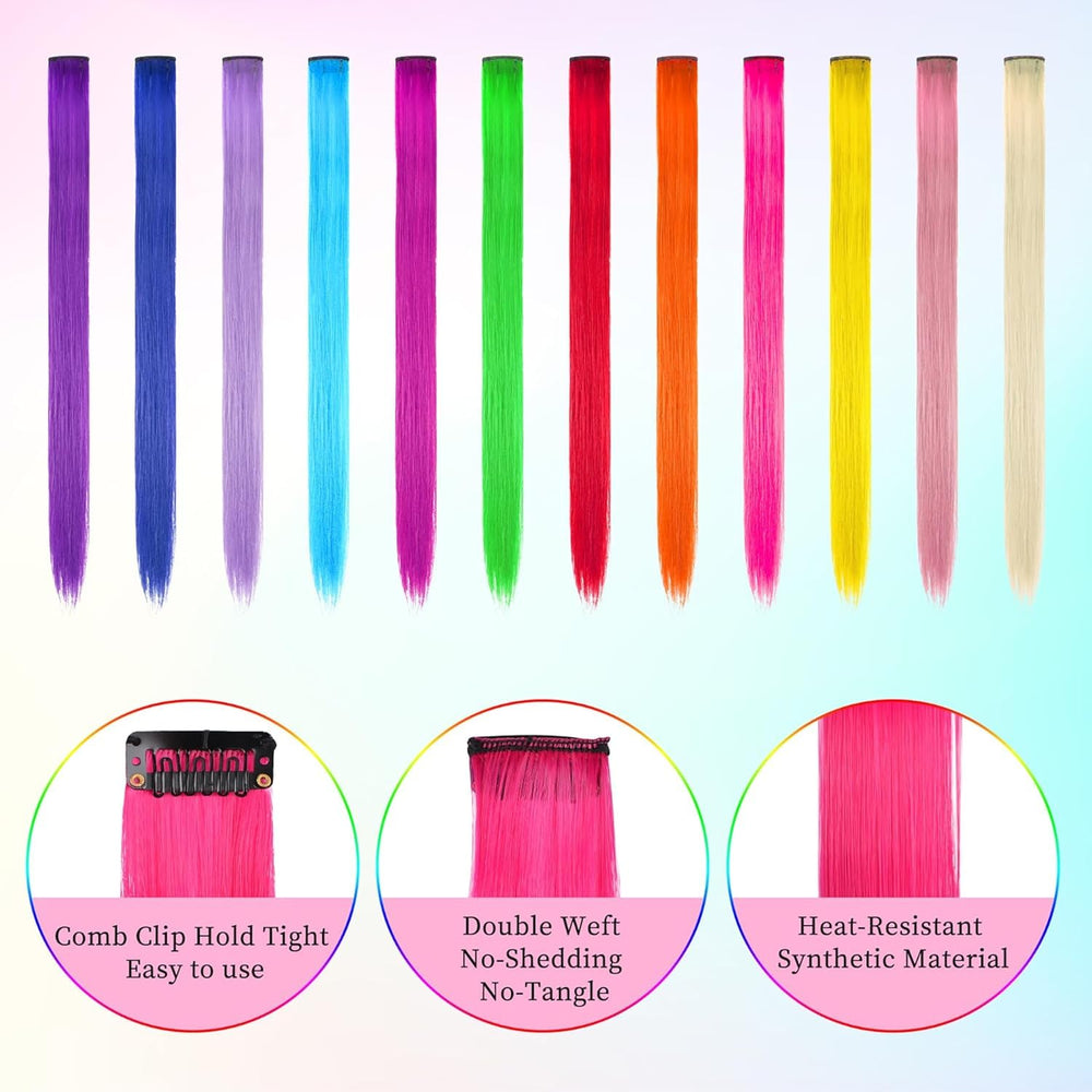 Kyerivs extensiones multicolor con pinzas para combinar colores.