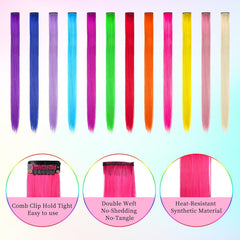 Kyerivs extensiones multicolor con pinzas para combinar colores.