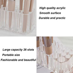 KYHYFJMD Organizador de brochas maquillaje acrílico 26 espacios para un kit limpio.