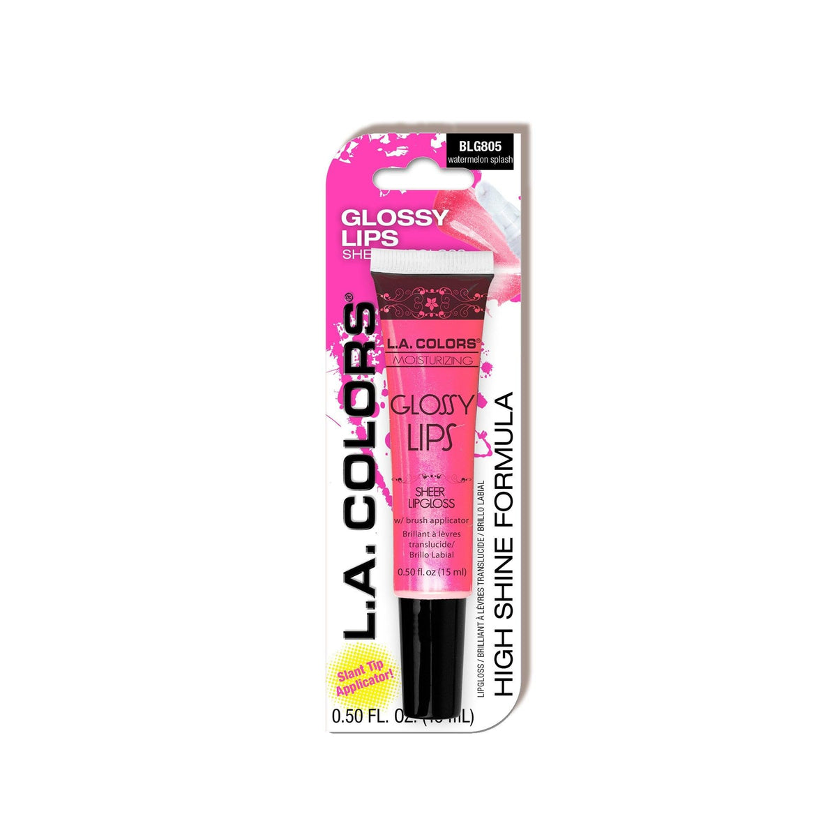 L.A. COLORS Brillo labial Sandía Splash: hidratación suave y color sutil para uso diario.