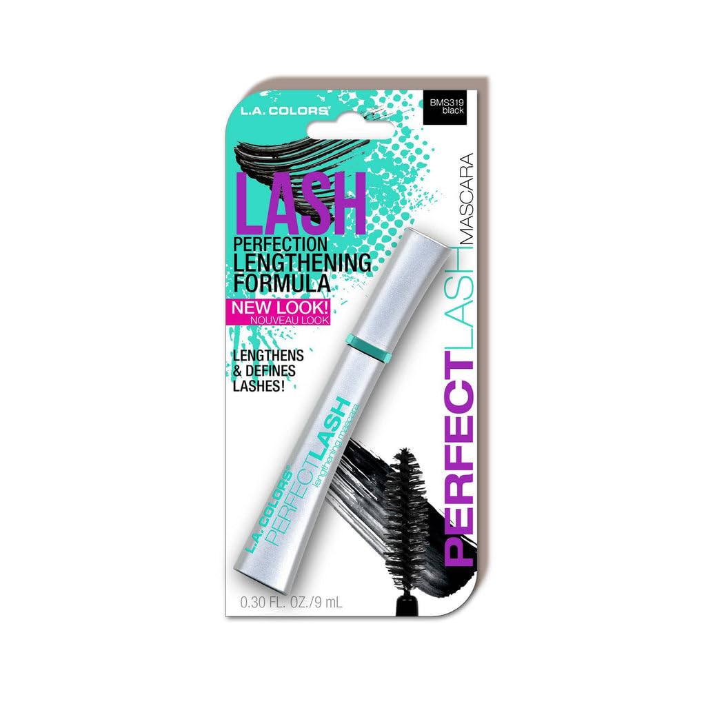 L.A. COLORS Perfect Lash Mascara en empaque con tarjeta para toma rápida y uso diario.