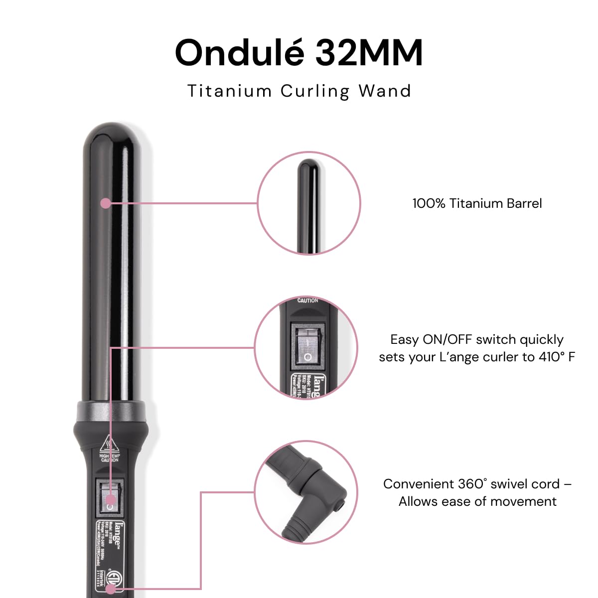 L'ANGE HAIR Ondulé con barril de 25 mm para rizos más ajustados y duraderos