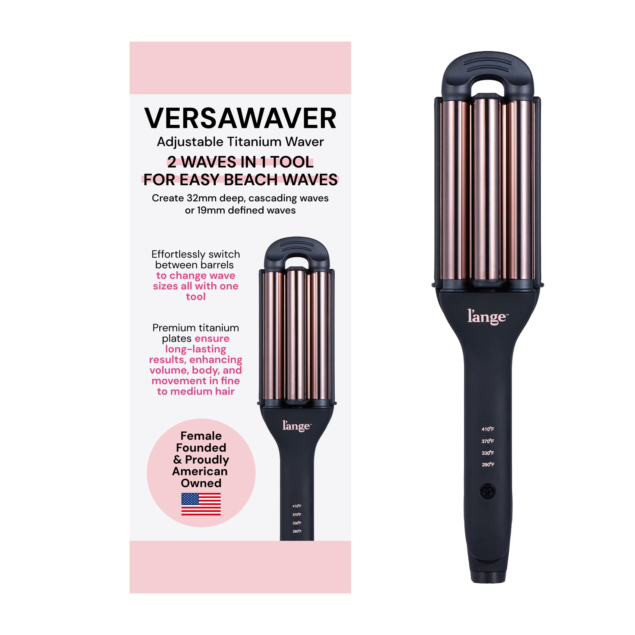 VersaWaver de L'ANGE Hair con ondas de 32 mm para volumen suave y duradero
