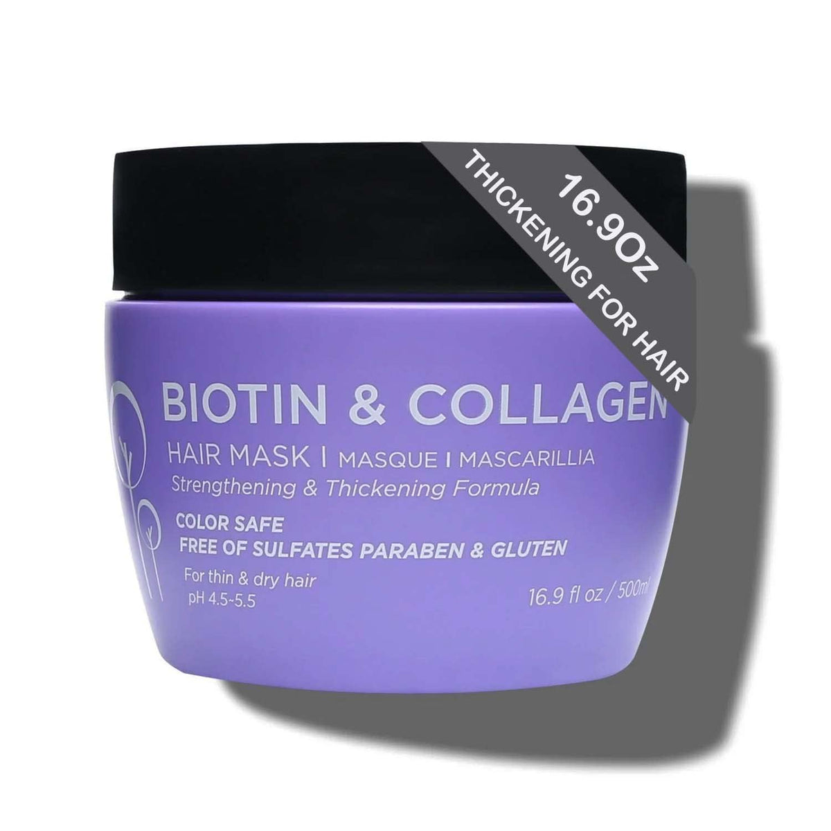 L Luseta Biotin & Collagen Hair Mask jar close-up showing deep conditioning for damaged hair