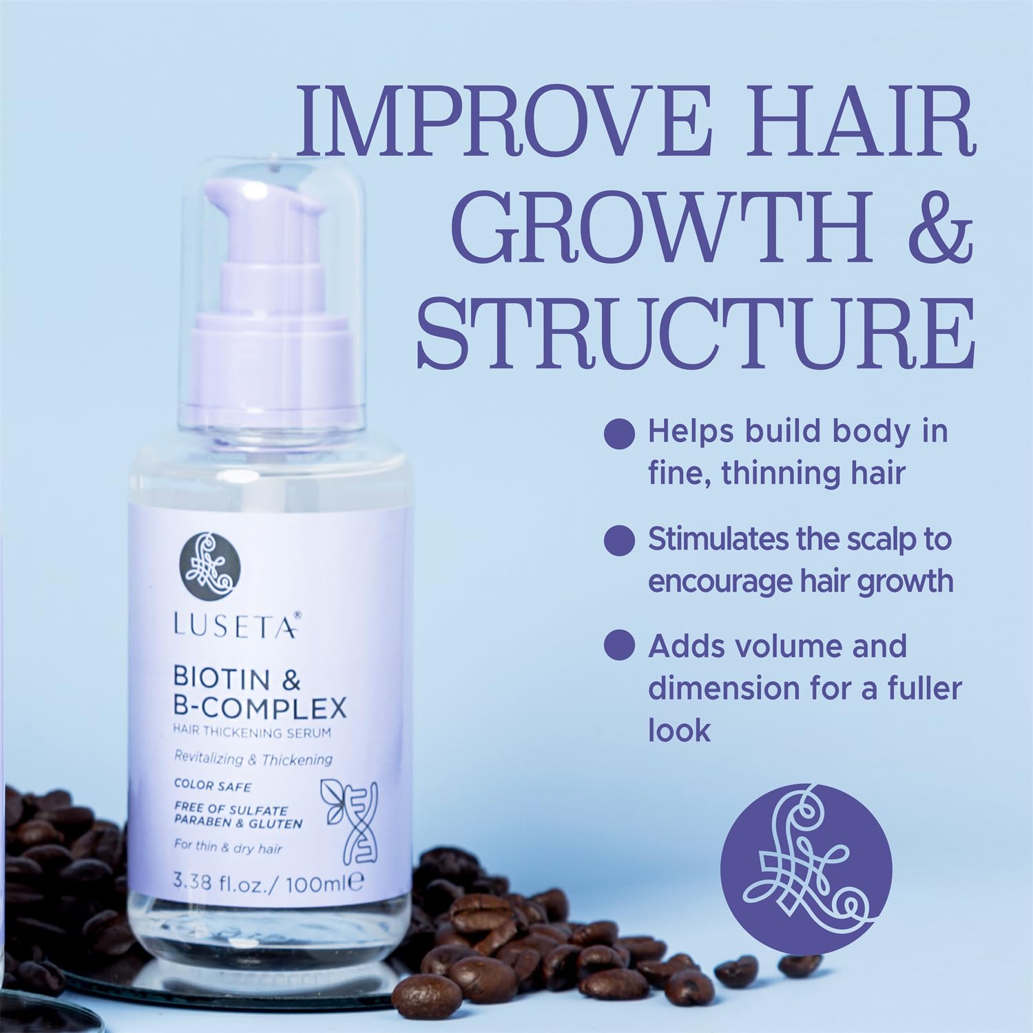 L LUSETA Biotina B-Complejo aporta brillo natural al cabello.