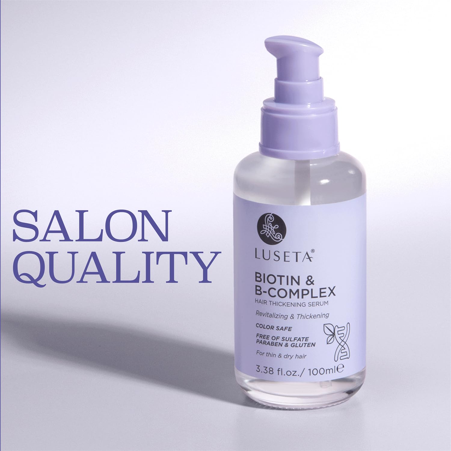 L LUSETA Biotina B-Complejo textura líquida facilita masaje y absorción.