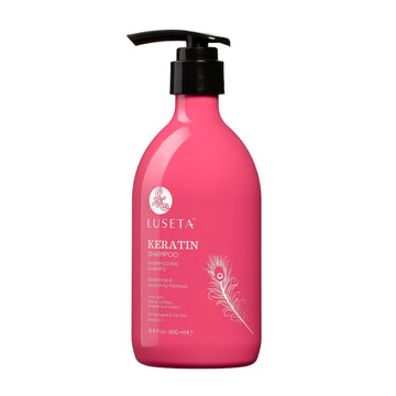 L LUSETA Luseta Keratina Champú, botella destacada para cabello seco y dañado.