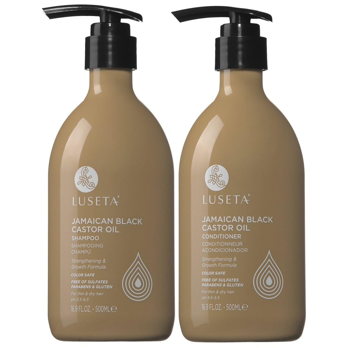 L LUSETA Shampoing huile ricin en bouteille, nettoyage doux pour cheveux fins.
