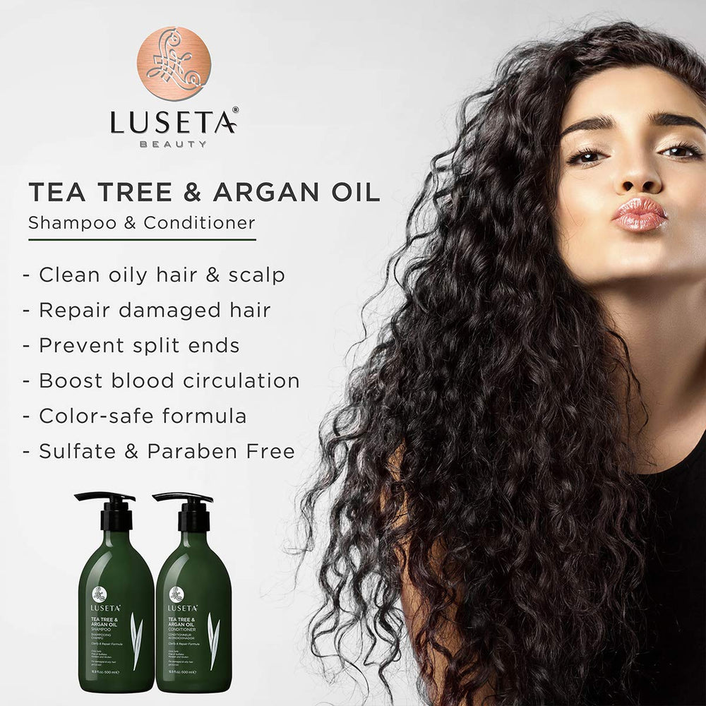 Luseta acondicionador árbol de té y argán, botella para hidratación profunda y brillo