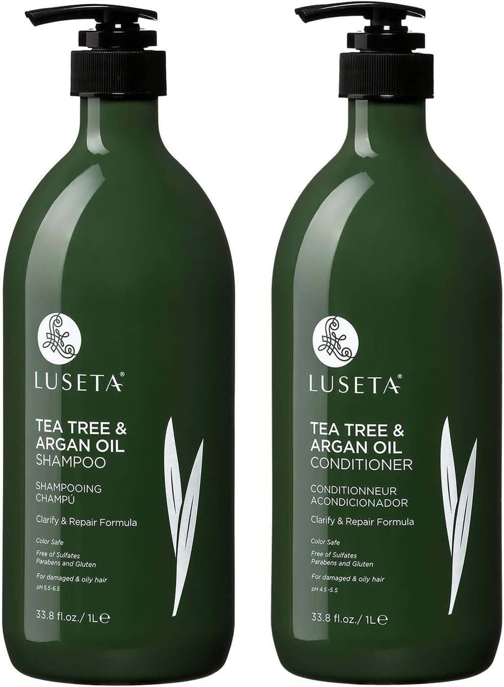 Luseta champú con árbol de té y argán, botella que desenreda y aporta suavidad