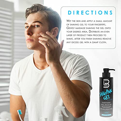 L3 Gel de afeitado transparente facilita ver las pasadas de la cuchilla.