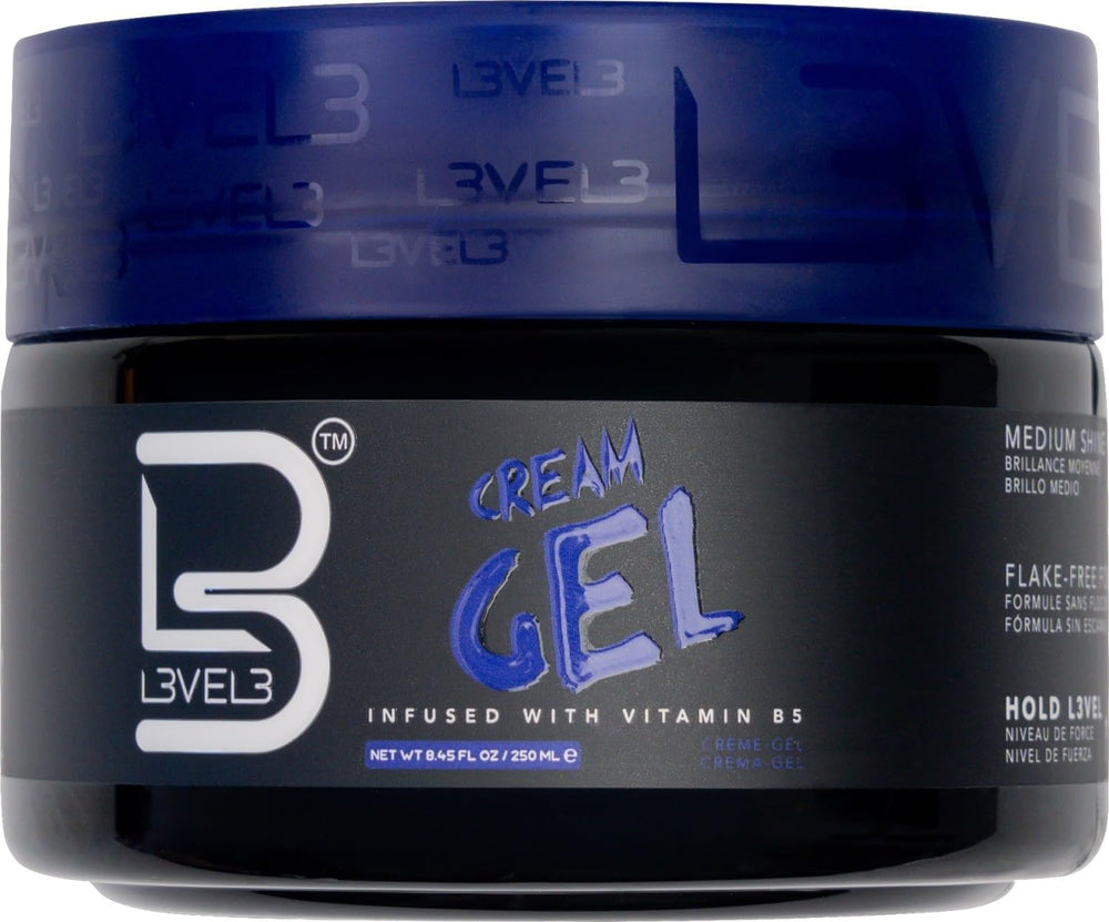 L3 Nivel 3 Crema Gel en envase: control de peinado para todo el día.