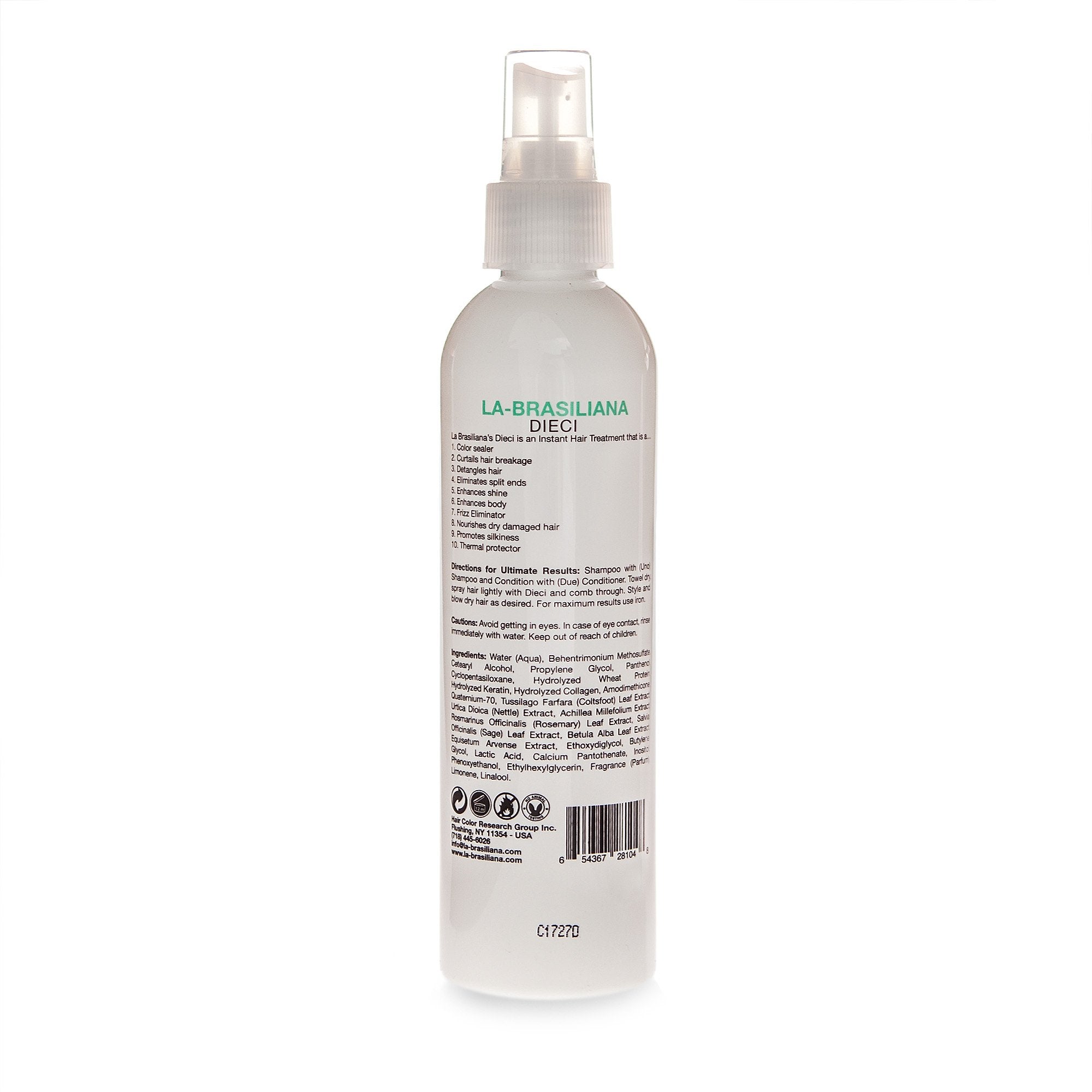 La-Brasiliana Dieci: aplicación en cabello, mejora la textura y reduce el encrespamiento.