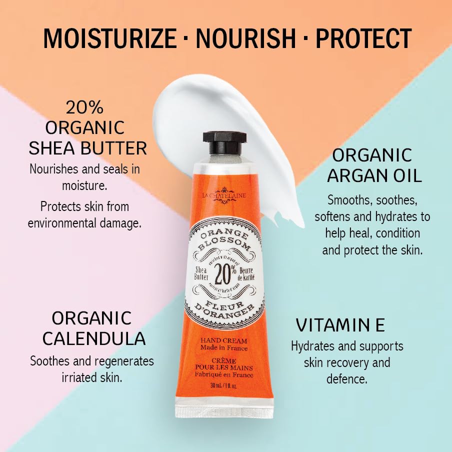 La Chatelaine crème mains Cannelle Orange, parfum chaleureux et hydratation nourrissante.
