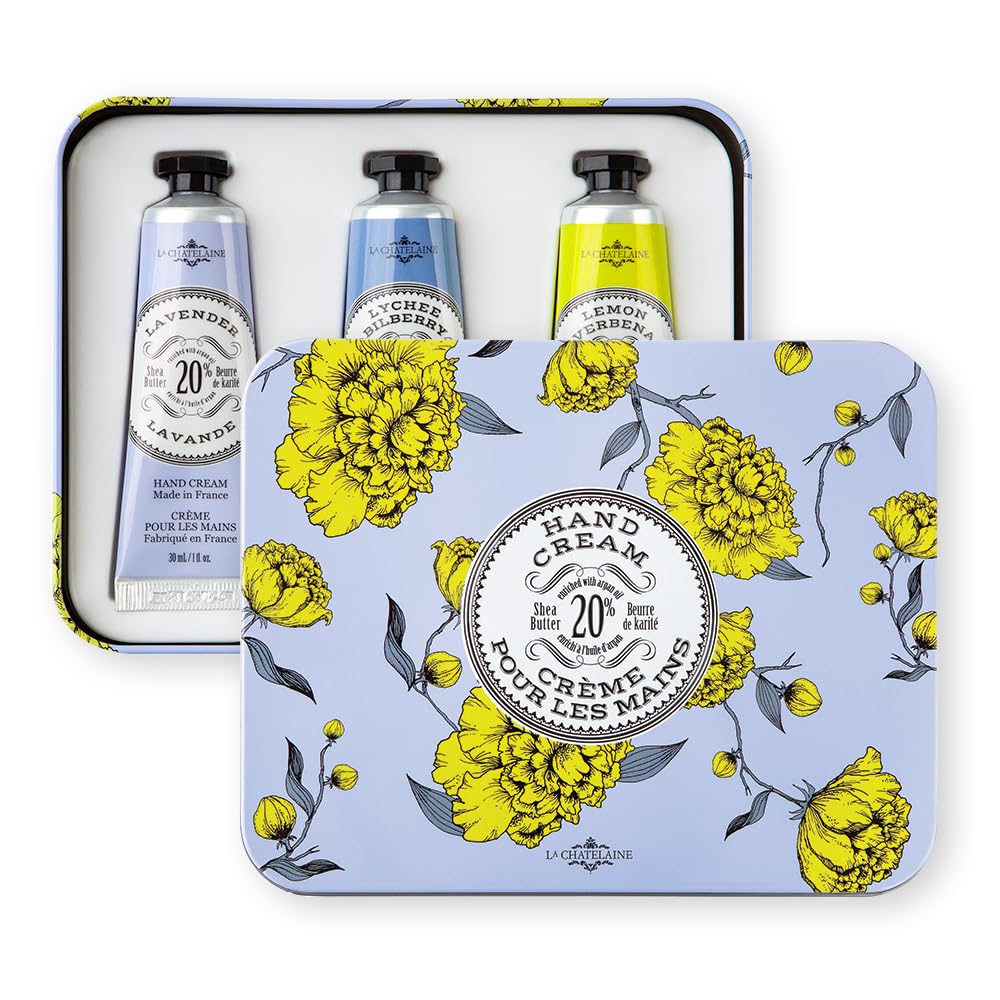 La Chatelaine Trío crema manos lichii arandano y verbena de limón, aroma delicado y nutritivo.