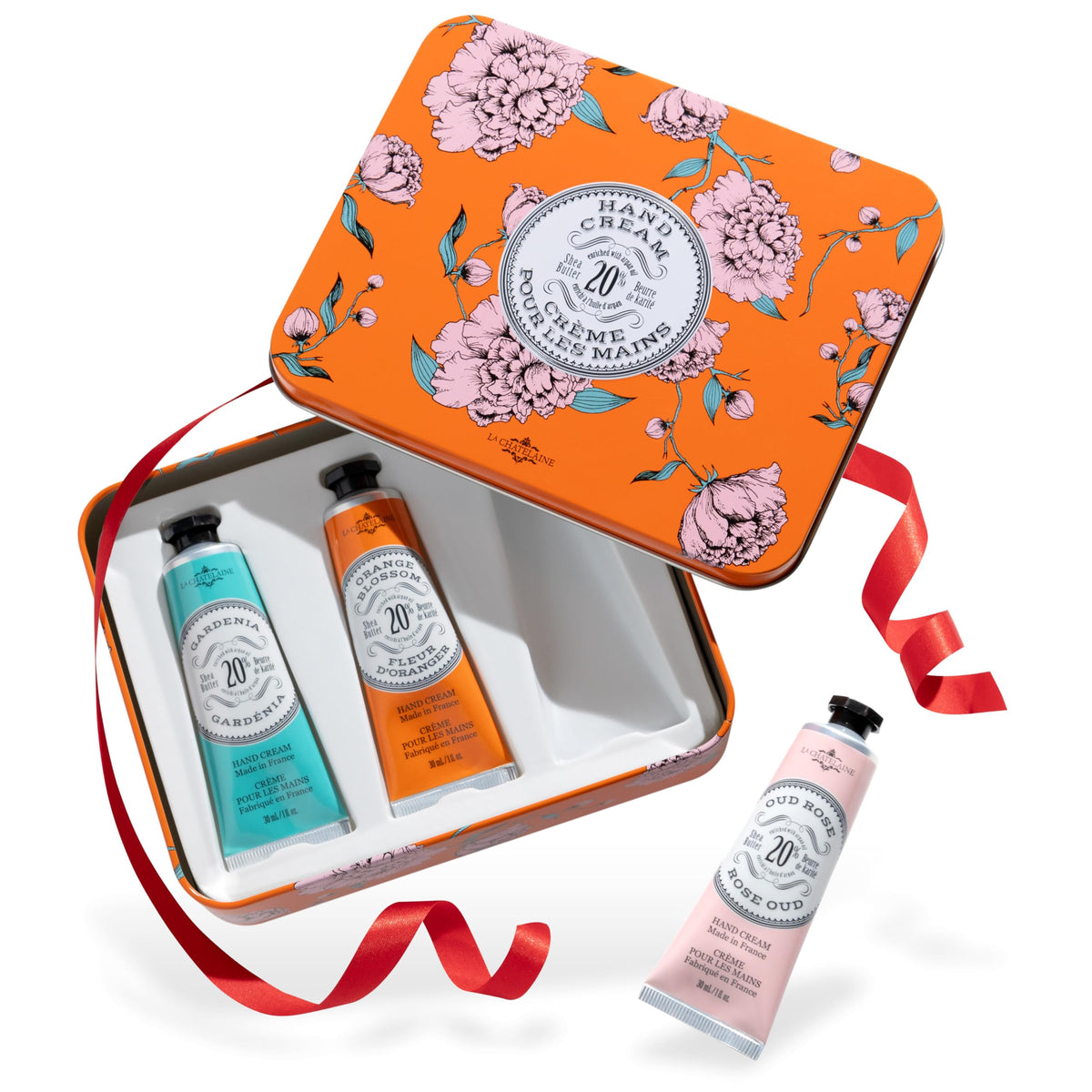 La Chatelaine Trio en boîte métallique, soin hydratant des mains durable et agréable.