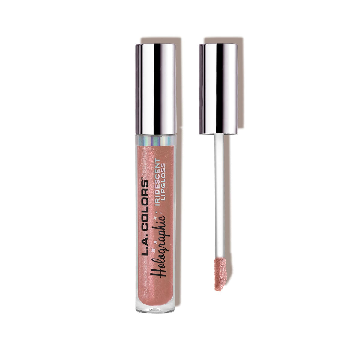 Gloss labial holográfico Heavenly CLG425 de L.A. COLORS para brillo iridiscente y hidratación suave.