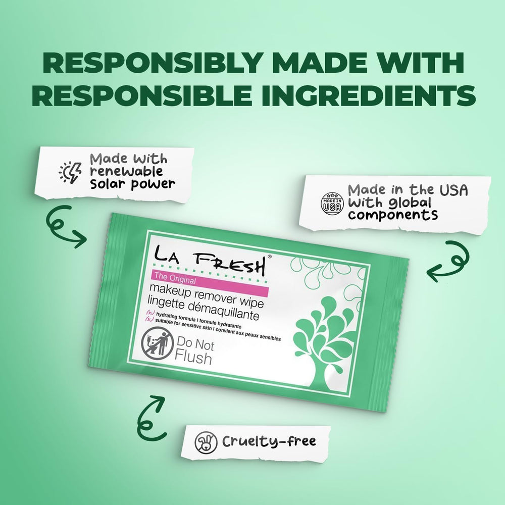 LA Fresh envase de 50 toallitas, práctico para casa y viaje.