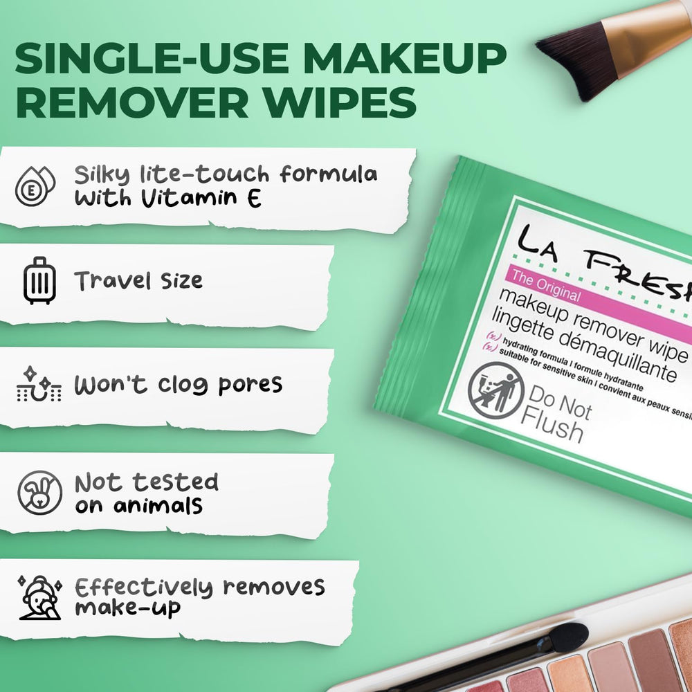 LA Fresh toallitas desmaquillantes para ojos retiran maquillaje con cuidado.