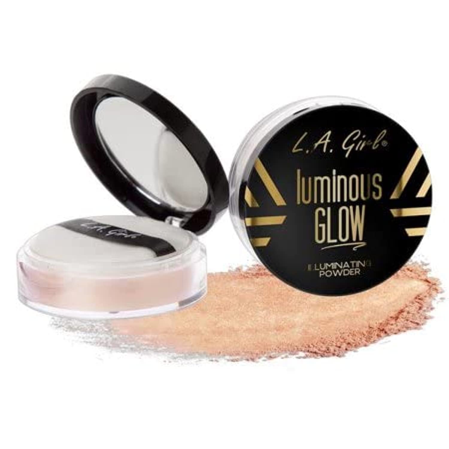 L.A. Girl Luminous Glow Powder Sunkissed, muestra de color para ver tono cálido y luminoso