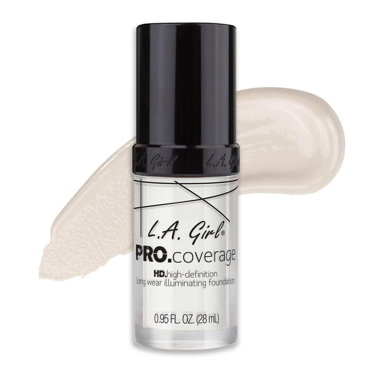 L.A. Girl Pro Coverage Foundation, vertido en botella, acabado radiante para piel natural.