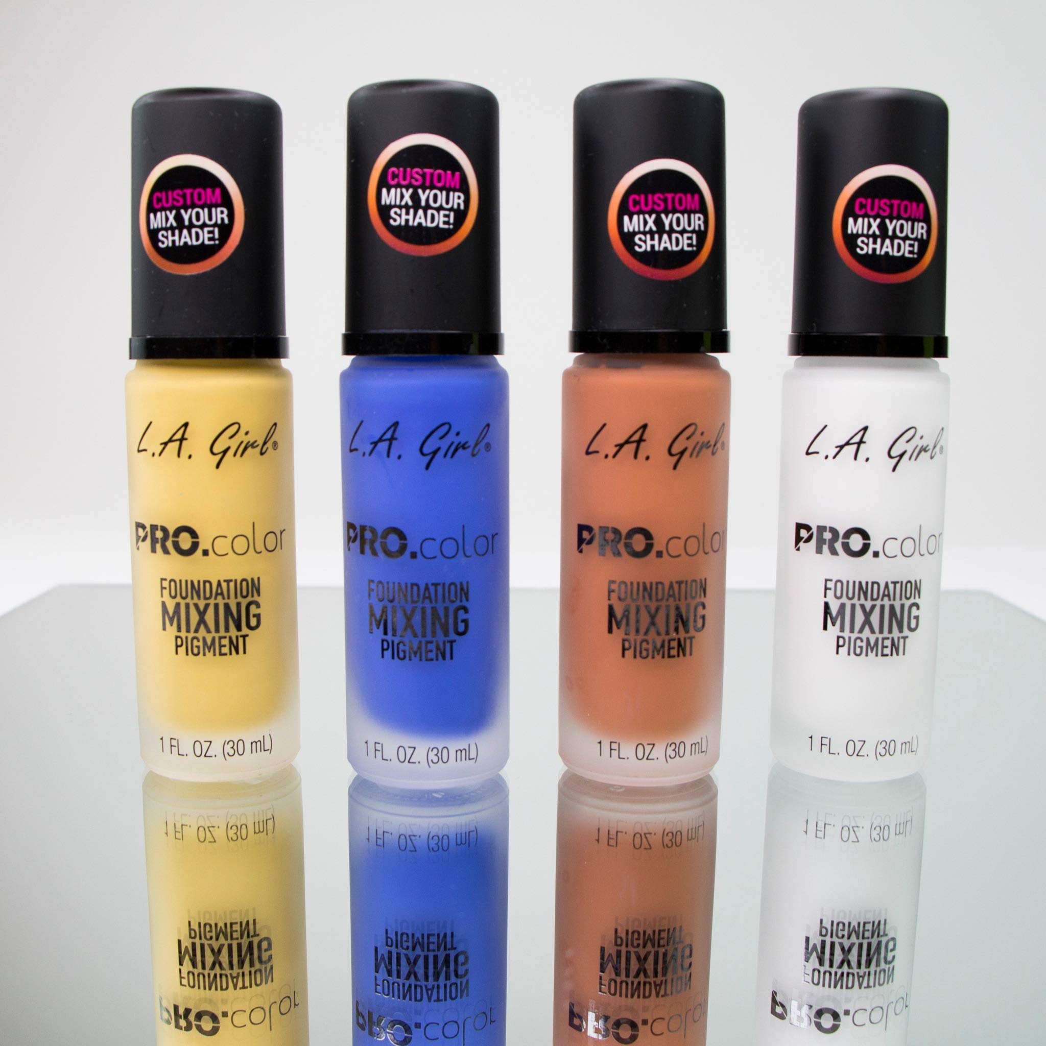 L.A. Girl PRO.color botella muestra aplicación profesional en la piel
