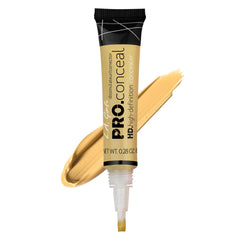 L.A. Girl Pro Conceal HD envase del corrector amarillo para camuflar imperfecciones sutiles.
