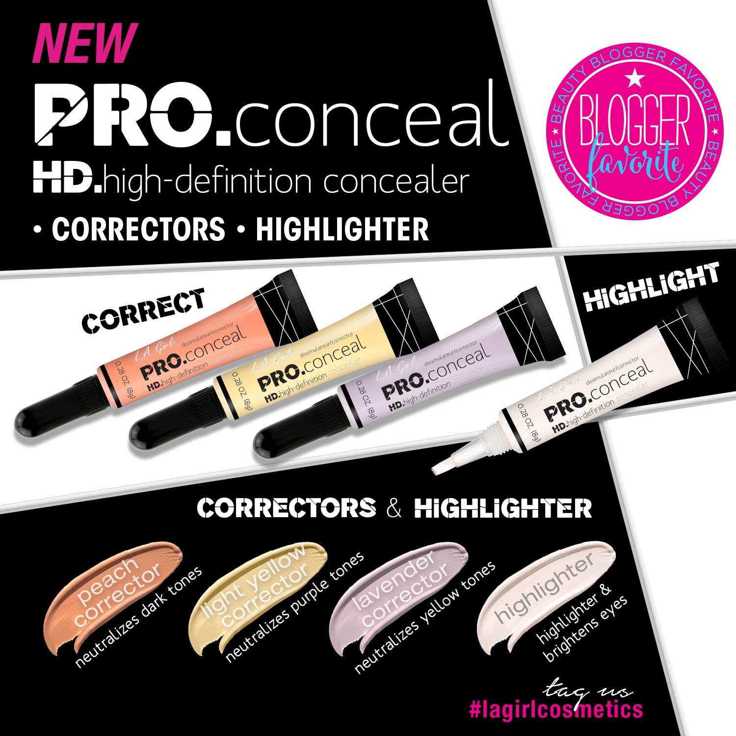 L.A. Girl Pro Conceal HD corrector amarillo para ojeras, neutraliza sombras y aporta aspecto más fresco.