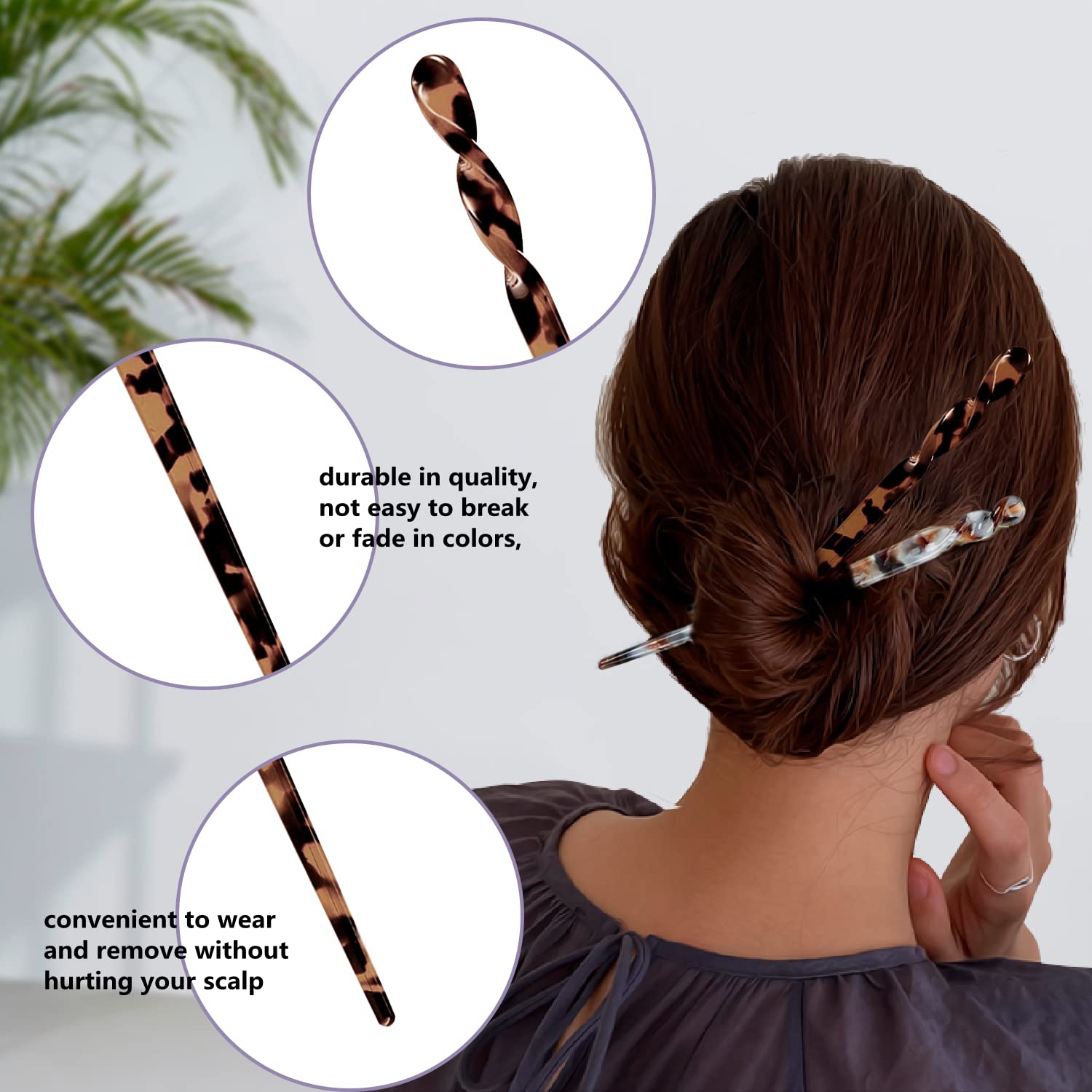 La Jolie Jasmin palillos cabello acetato retro realzan peinados diarios